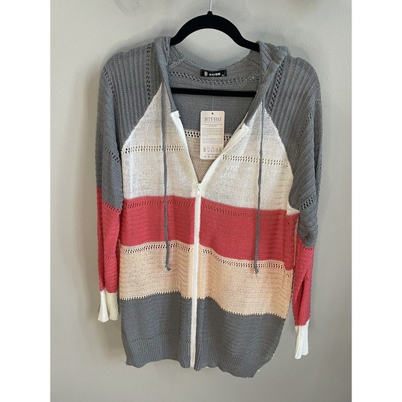 BTFBM Multi-Color Zipper Sweater With Hood.  XL - Picture 1 of 4